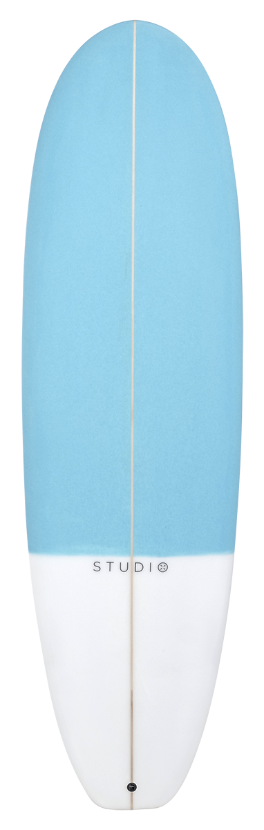 Planche Focal PU 6'4 de Studio Surfboards bleu dessous