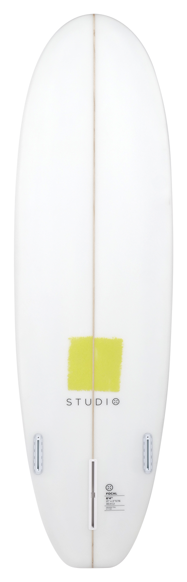 Planche Focal PU 6'4 de Studio Surfboards bleu dessous