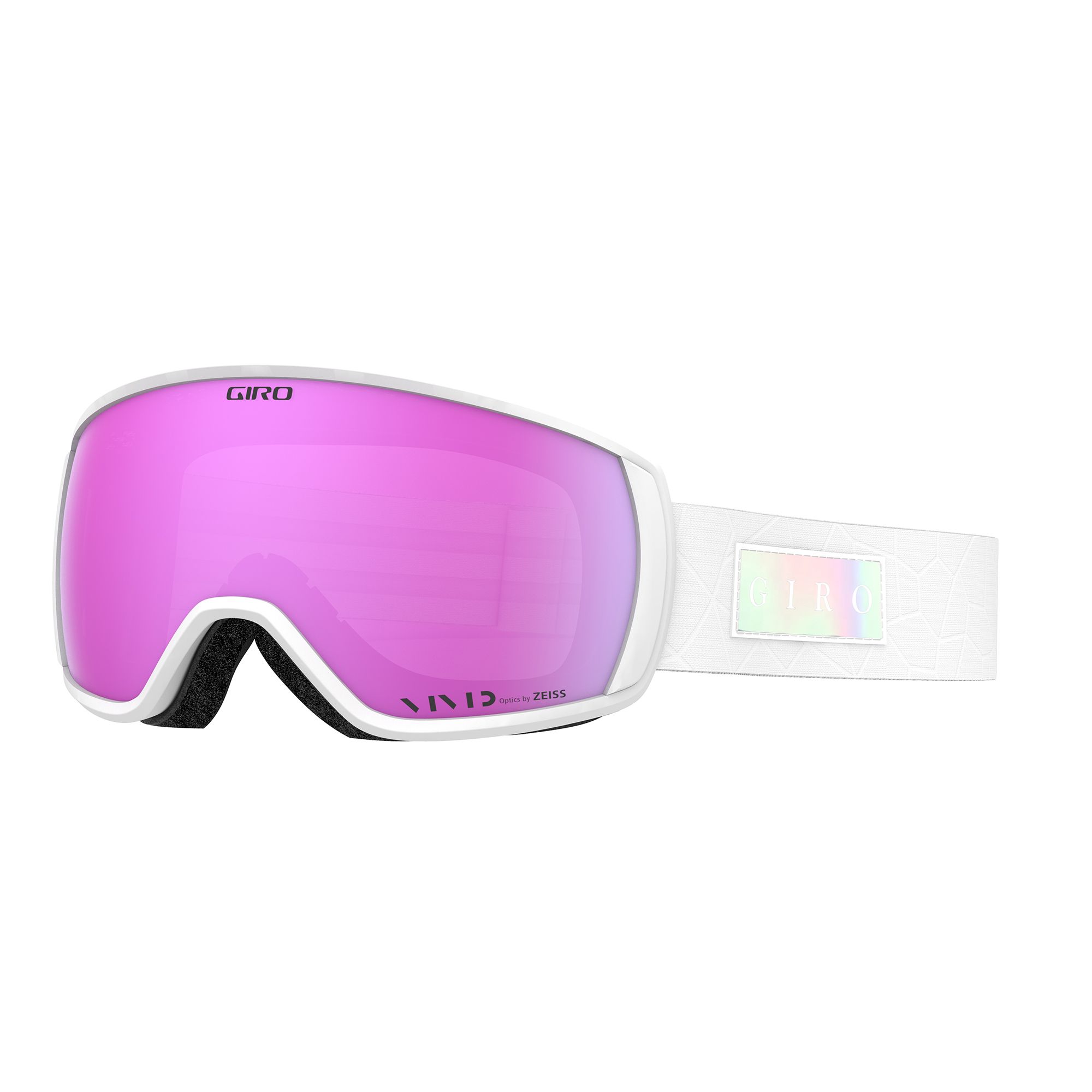 Masque de Ski Facet - White Iridescent - Vivid Pink