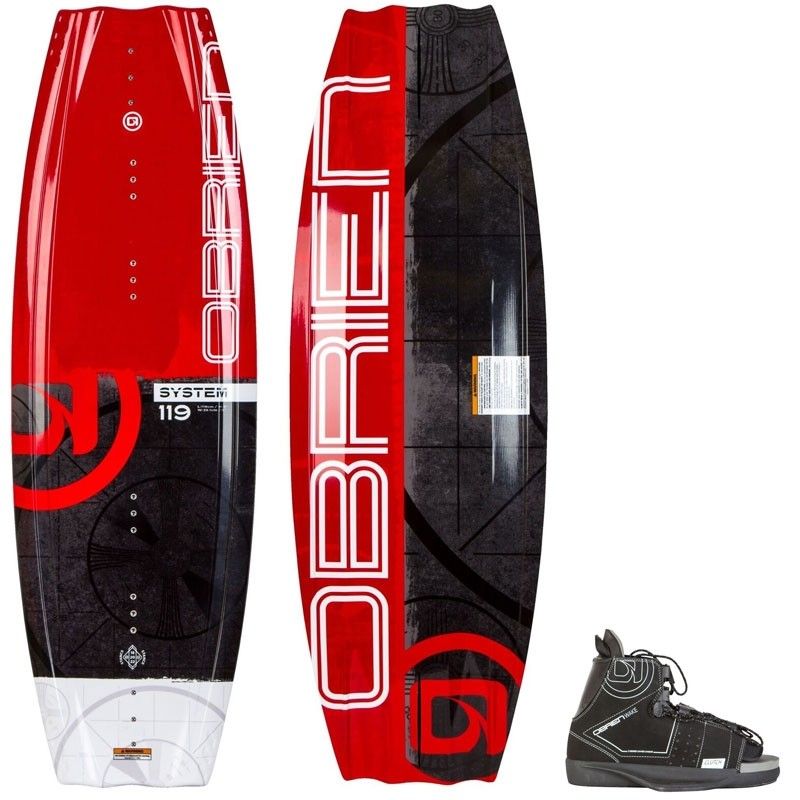 Pack Planche de wakeboard bateau System Rouge 135 cm + Chausse Clutch 37/41