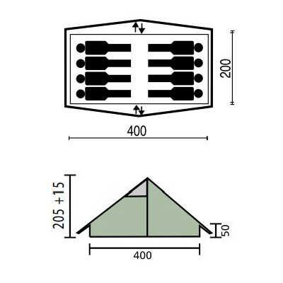 Tente canadienne Patrouille 2 tapis détachable / 8 places - CABANON -  Latour Tentes et Camping